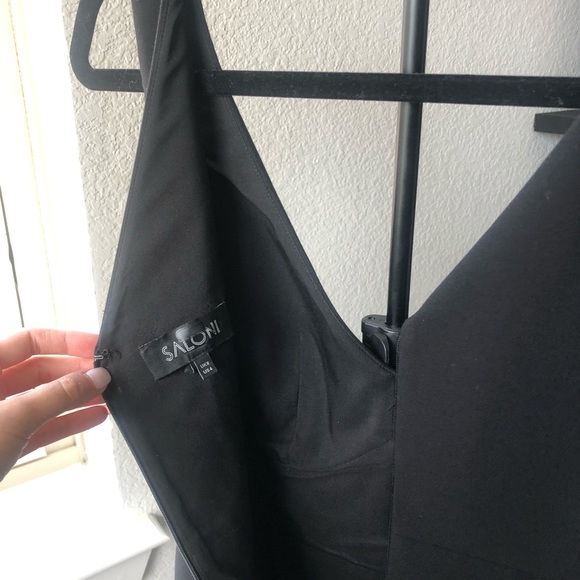 SALONI Stunning Plunge Ruffle Little Black Dress - Picture 6 of 8